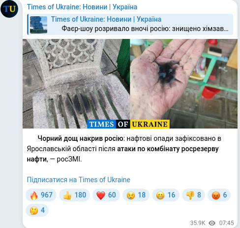 Telegram publication screenshot