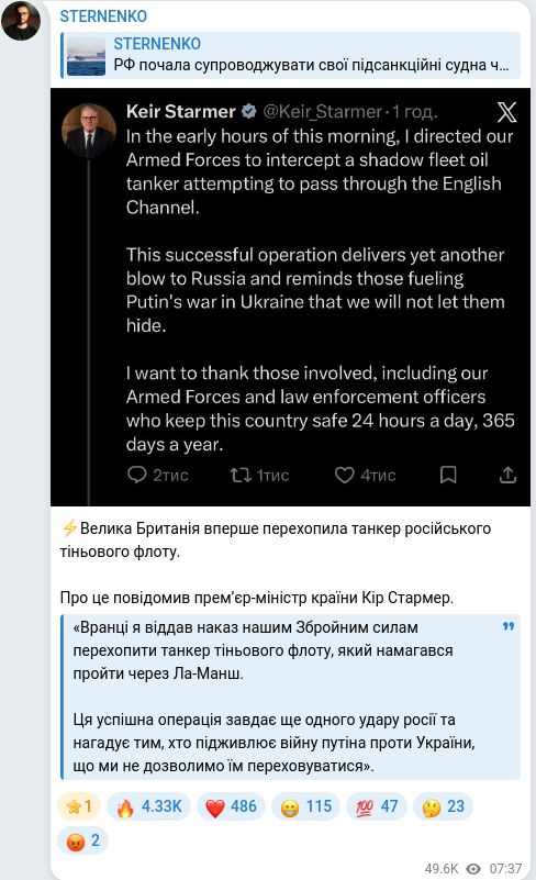 Telegram publication screenshot