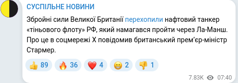 Telegram publication screenshot