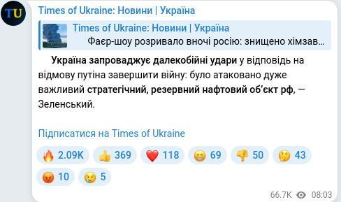 Telegram publication screenshot