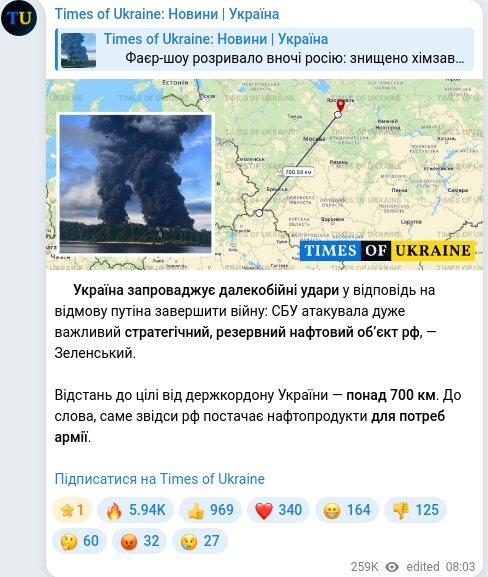 Telegram publication screenshot