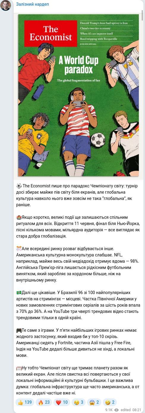 Telegram publication screenshot