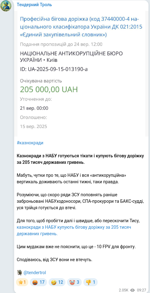 Telegram publication screenshot