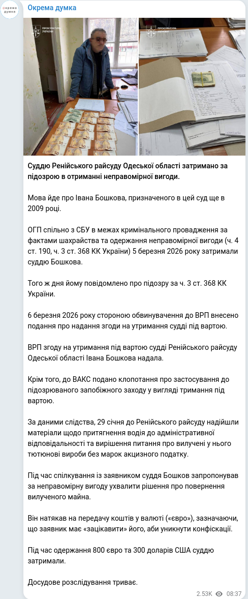 Telegram publication screenshot