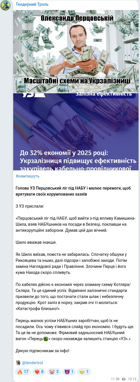 Telegram publication screenshot