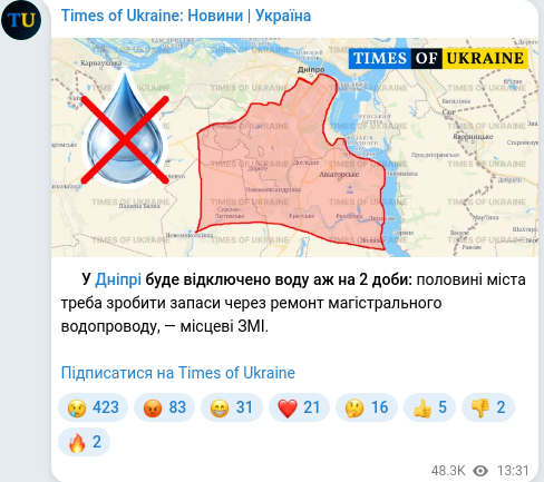Telegram publication screenshot
