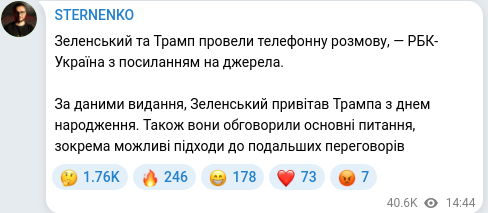 Telegram publication screenshot