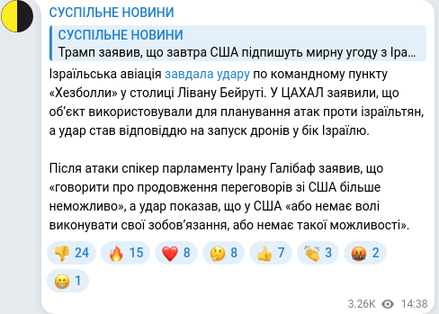 Telegram publication screenshot