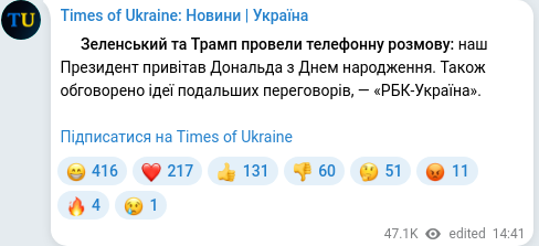 Telegram publication screenshot