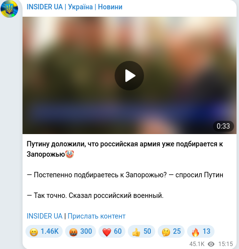 Скріншот Telegram-публікації