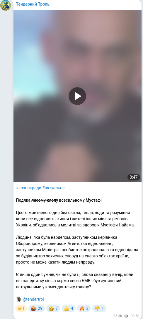 Telegram publication screenshot