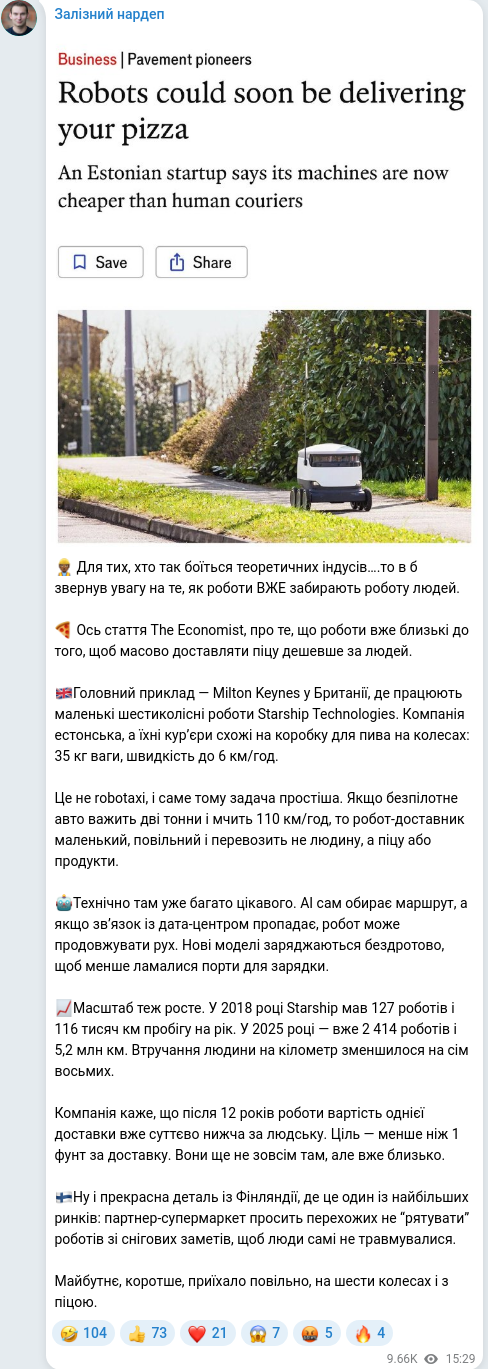 Telegram publication screenshot