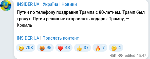 Скріншот Telegram-публікації