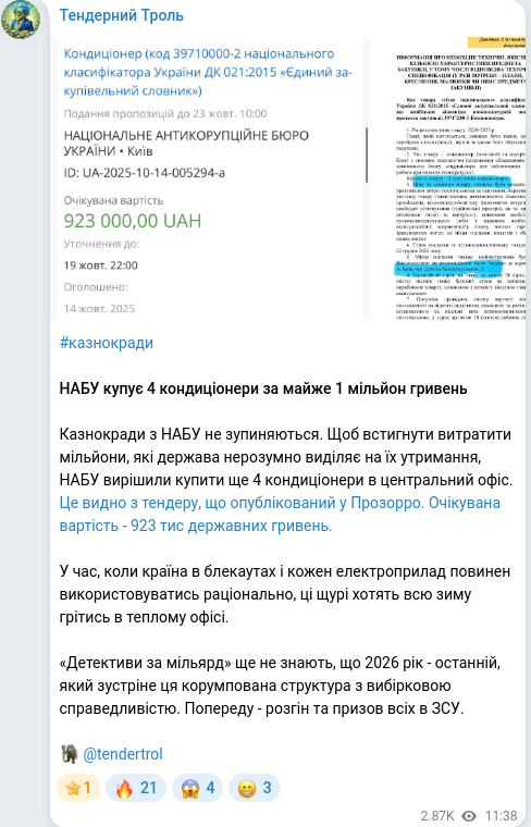 Telegram publication screenshot