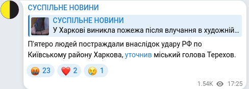 Telegram publication screenshot