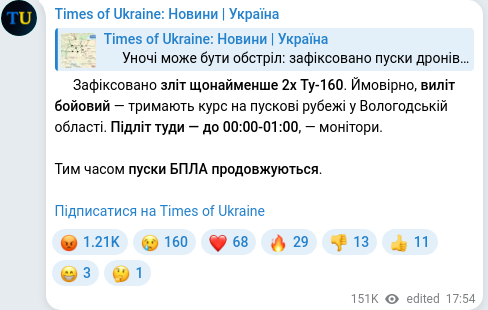 Telegram publication screenshot