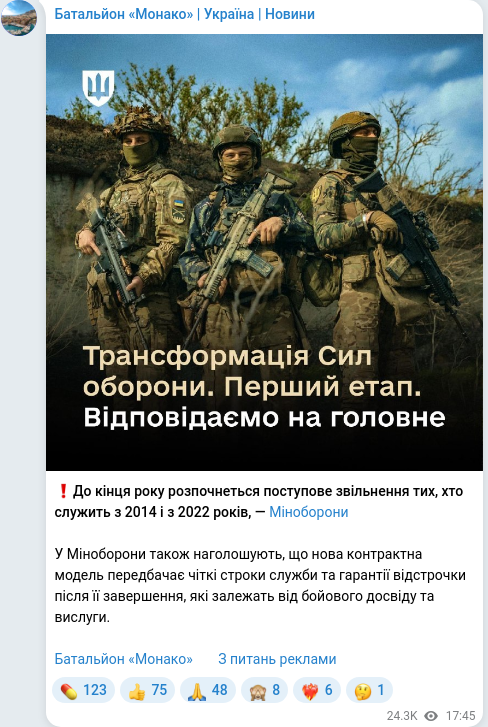 Скріншот Telegram-публікації