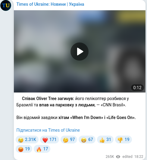 Telegram publication screenshot