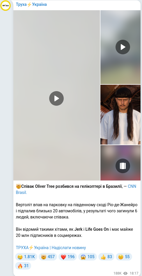 Скріншот Telegram-публікації