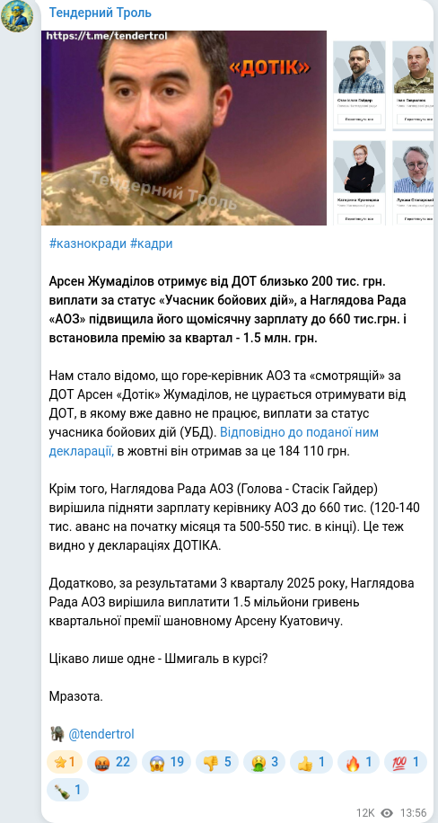 Telegram publication screenshot