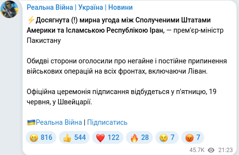 Telegram publication screenshot