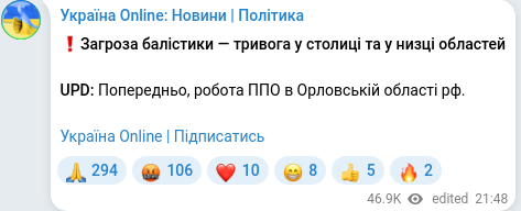 Telegram publication screenshot