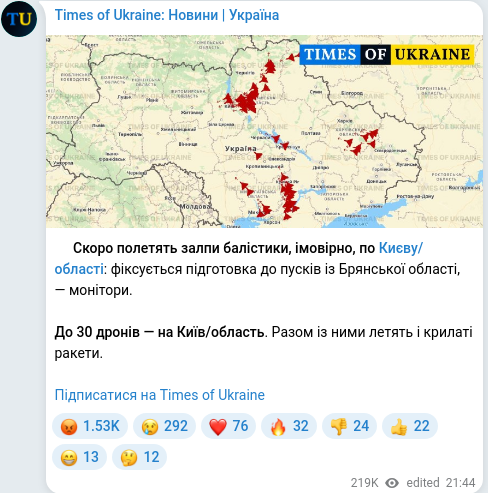 Telegram publication screenshot