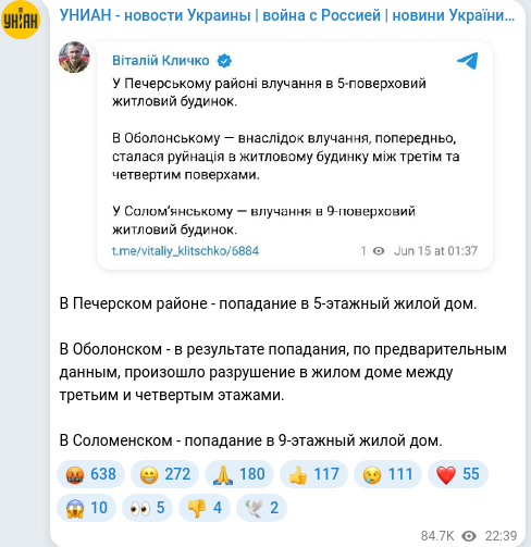 Telegram publication screenshot