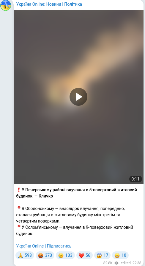 Telegram publication screenshot
