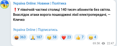 Telegram publication screenshot