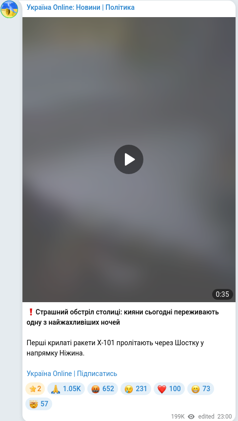 Telegram publication screenshot