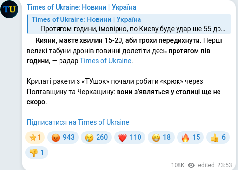 Telegram publication screenshot