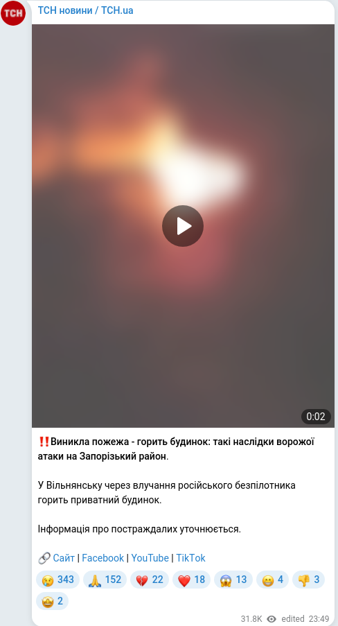 Telegram publication screenshot