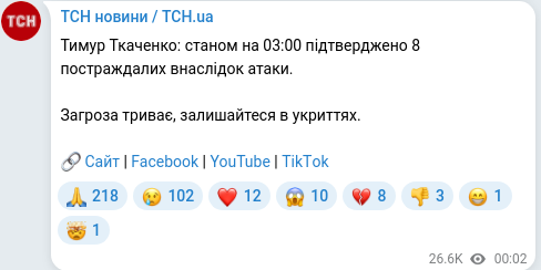 Telegram publication screenshot