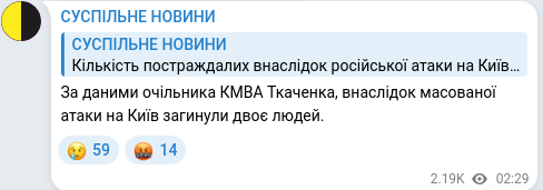 Telegram publication screenshot