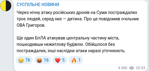 Telegram publication screenshot
