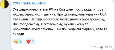 Telegram publication screenshot