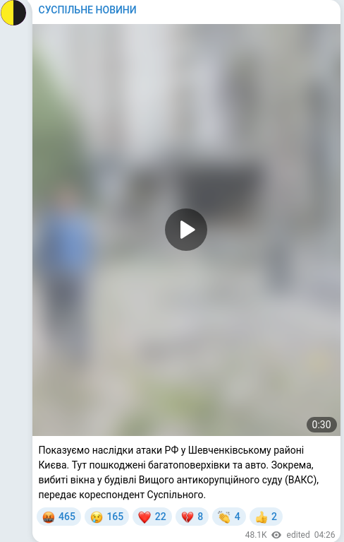 Telegram publication screenshot