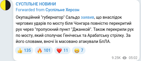 Telegram publication screenshot