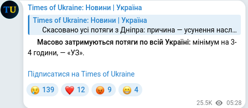 Telegram publication screenshot