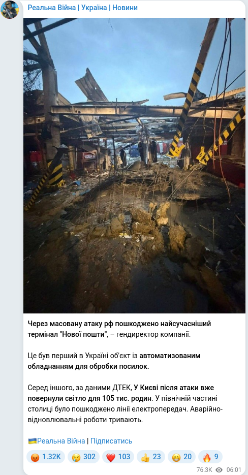 Telegram publication screenshot