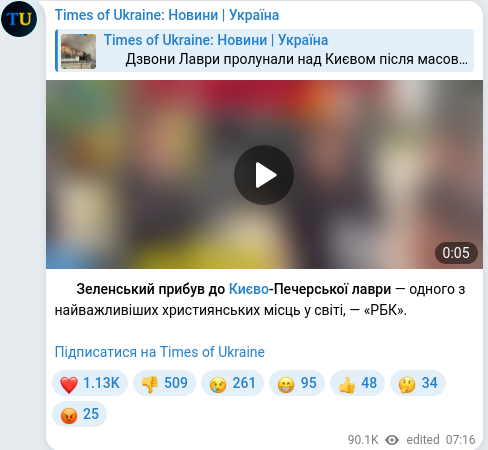 Telegram publication screenshot