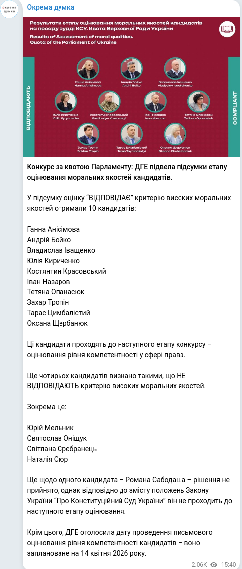 Telegram publication screenshot