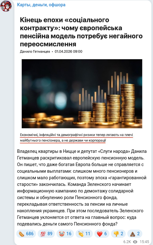 Telegram publication screenshot