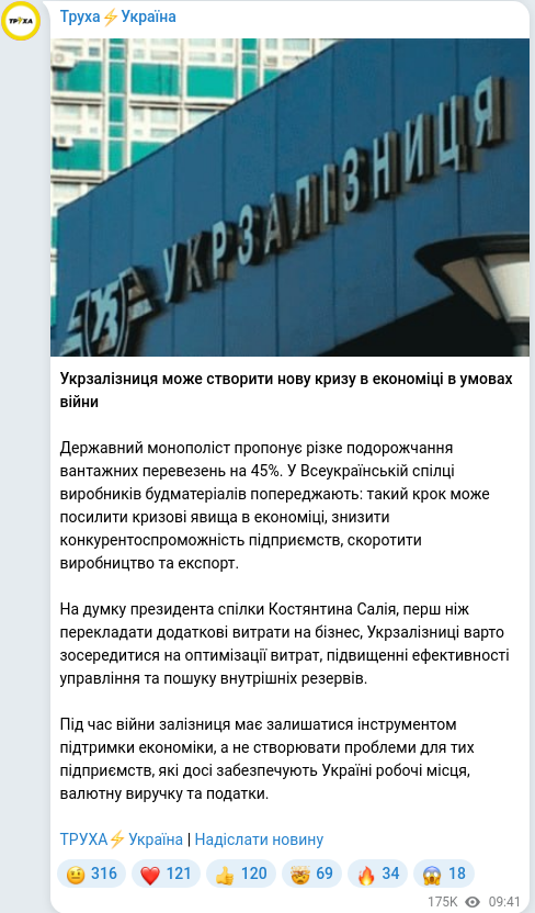 Telegram publication screenshot