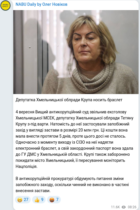 Telegram publication screenshot
