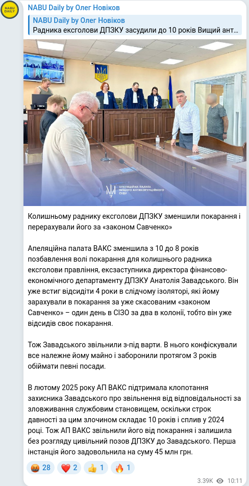 Telegram publication screenshot