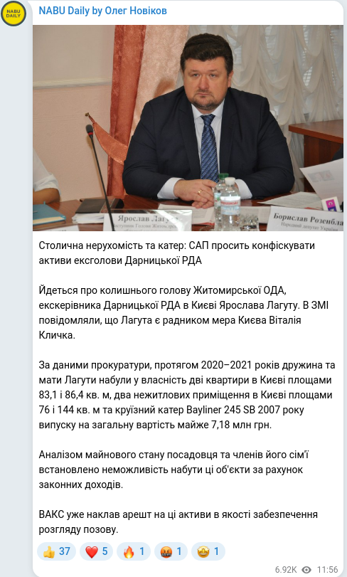 Telegram publication screenshot