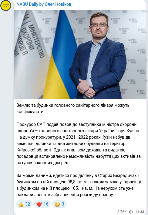 Telegram publication screenshot