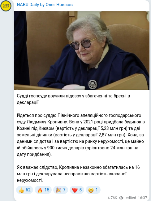 Telegram publication screenshot
